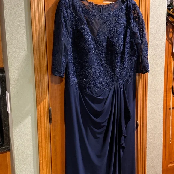Mother of Bride Floor Length Navy Dress - Picture 4 of 7